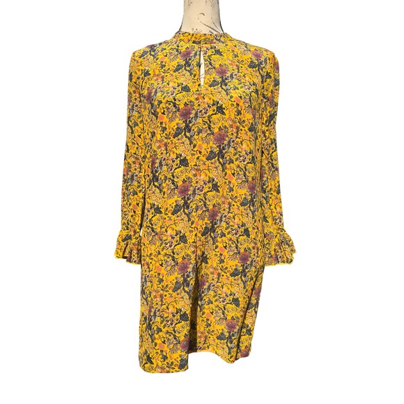 Madewell x Karen Walker Floral Print Dress Mock Neck Long Sleeve Yellow Size 2 - Picture 1 of 12